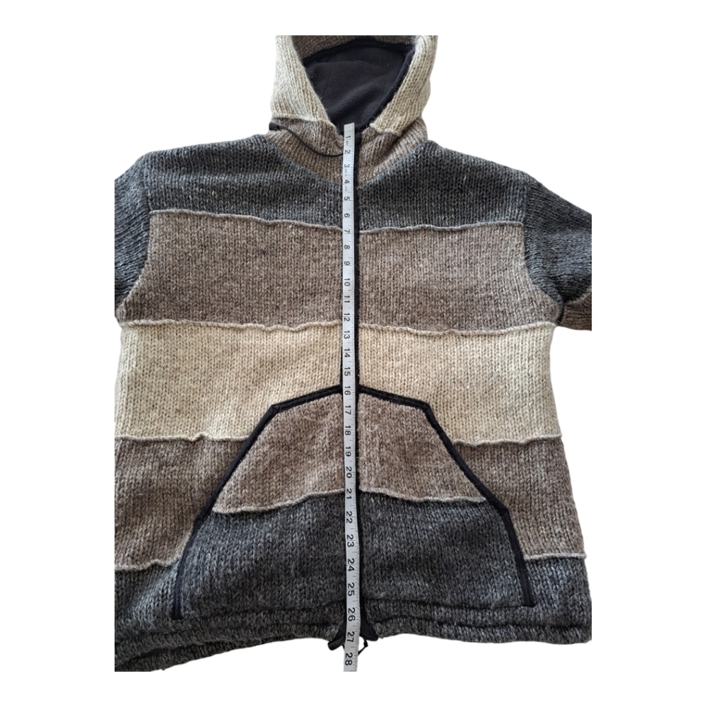 Laudromat wool men's jacket hooded coat sweater cardigan Made in Nepal - Picture 12 of 15